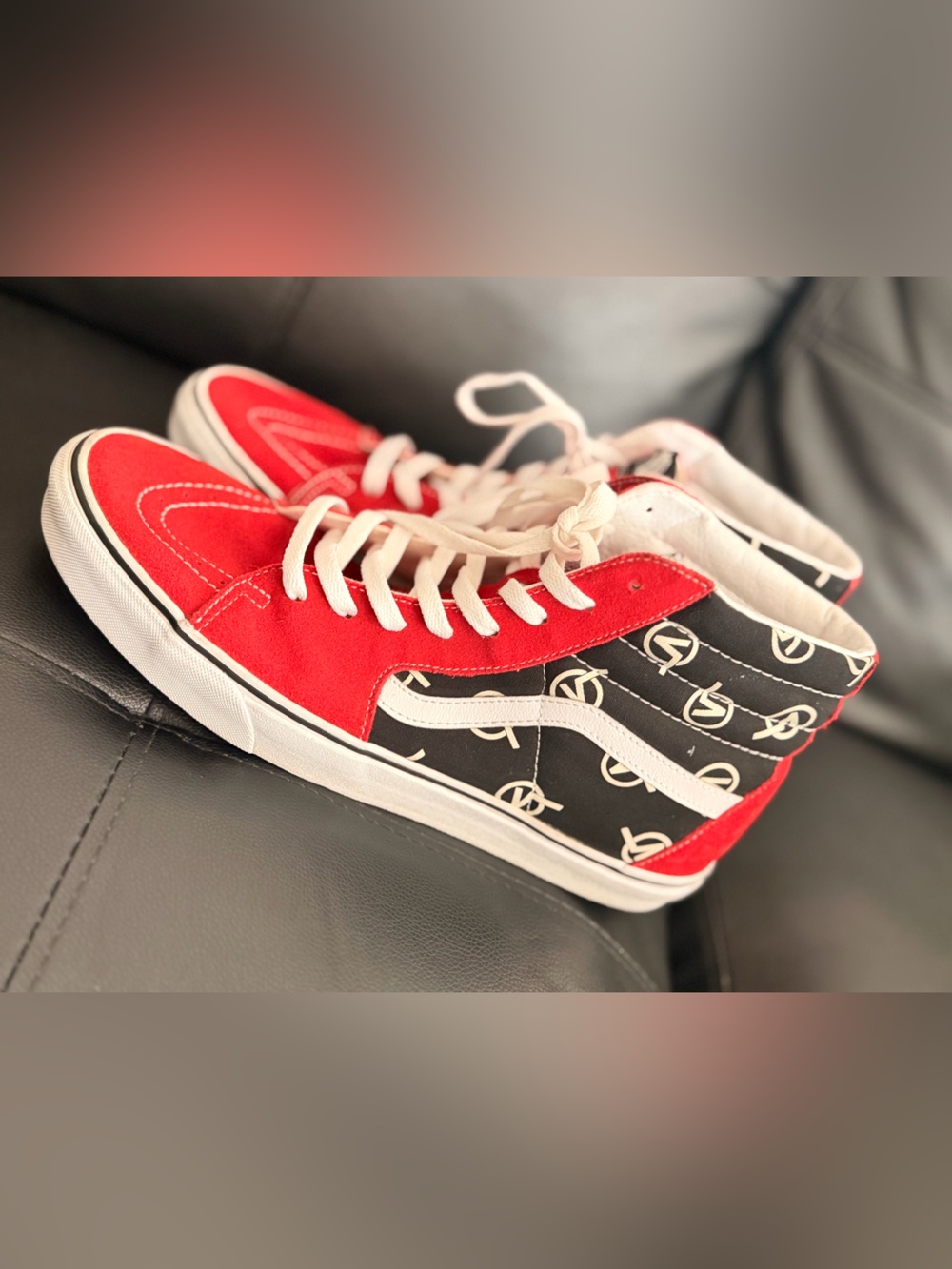 Vans Sk8- High Circle V Red and Black mens size 13
